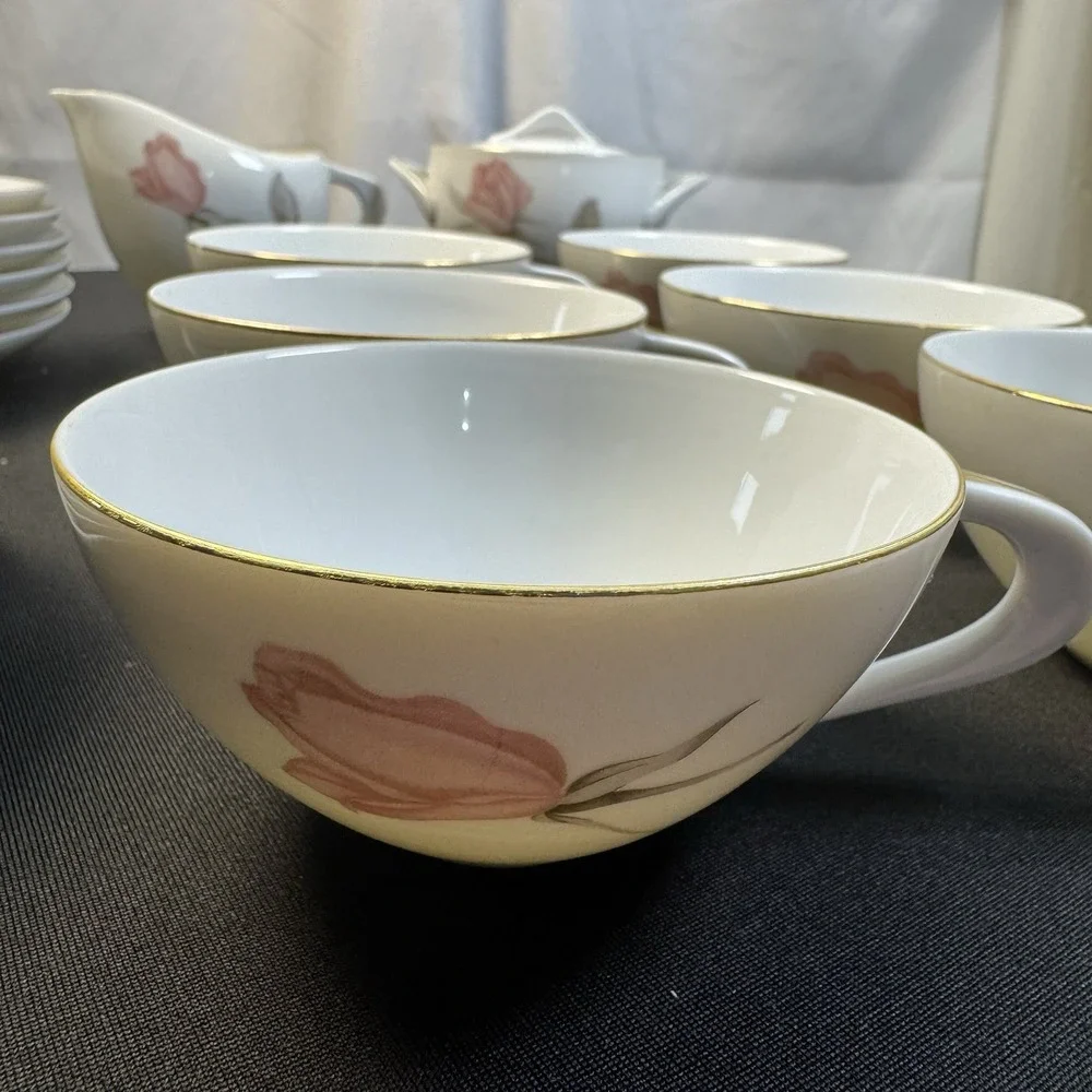 Sango Nancy 21 Piece Fine‎ China Japan Pink Rose Gold Trim Vintage Tea Set